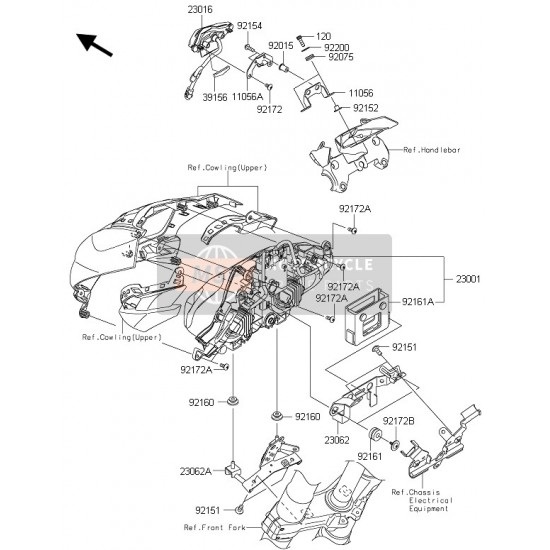 14-24 Kawasaki Z 1000 Kafa Demiri Üst Parça 14-24 Kawasaki Z 1000 Kafa Demiri Üst Parça