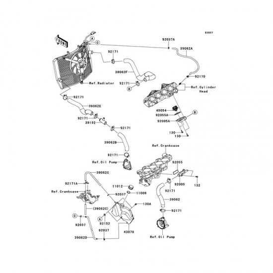 09-25 kawasaki zx10  devirdaim ara borusu 11-20 zx10 dev,rdsim su borusu