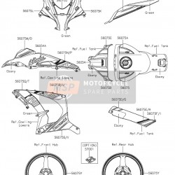 16-17 Kawasaki ZX-10R Kuyruk Grenajı Stickerı Sağ Taraf KRT Modeli